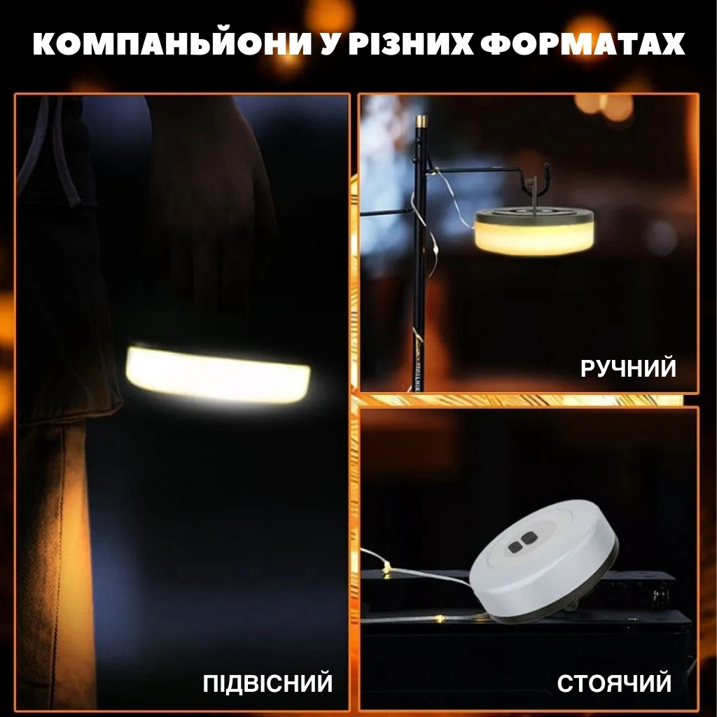 Переносна LED-ліхтарна гірлянда для кемпінгу з USB-зарядкою